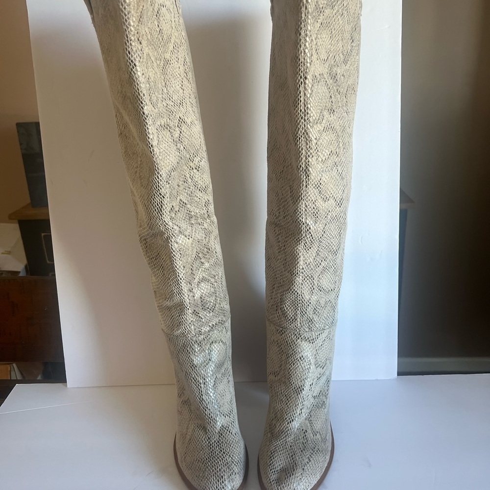 Chic Over the Knee Snakeskin Boots